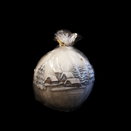 Candela Sfera Bianca, Angelo Dorato, 10 cm