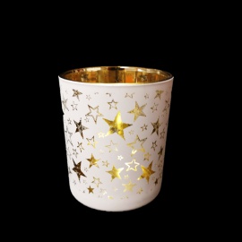 Bicchierino Porta Tealight, Vetro, Stampa Nero Opaco, 8,8x10 cm